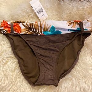 NWT Leilani 8 Brown a orange Floral Belted Swim Bikini Bottom